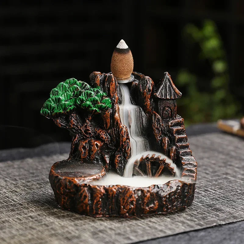 (1) 2025 Mountains River Waterfall Reflux Incense Burner Fountain Backflow Aroma Smoke Censer Holder Home Crafts +60 Incense Cones (Copy) (Copy) (Copy) (Copy)