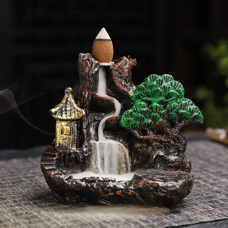 (1) 2025 Mountains River Waterfall Reflux Incense Burner Fountain Backflow Aroma Smoke Censer Holder Home Crafts +60 Incense Cones (Copy) (Copy) (Copy) (Copy)