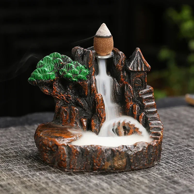 (1) 2025 Mountains River Waterfall Reflux Incense Burner Fountain Backflow Aroma Smoke Censer Holder Home Crafts +60 Incense Cones (Copy) (Copy) (Copy) (Copy)