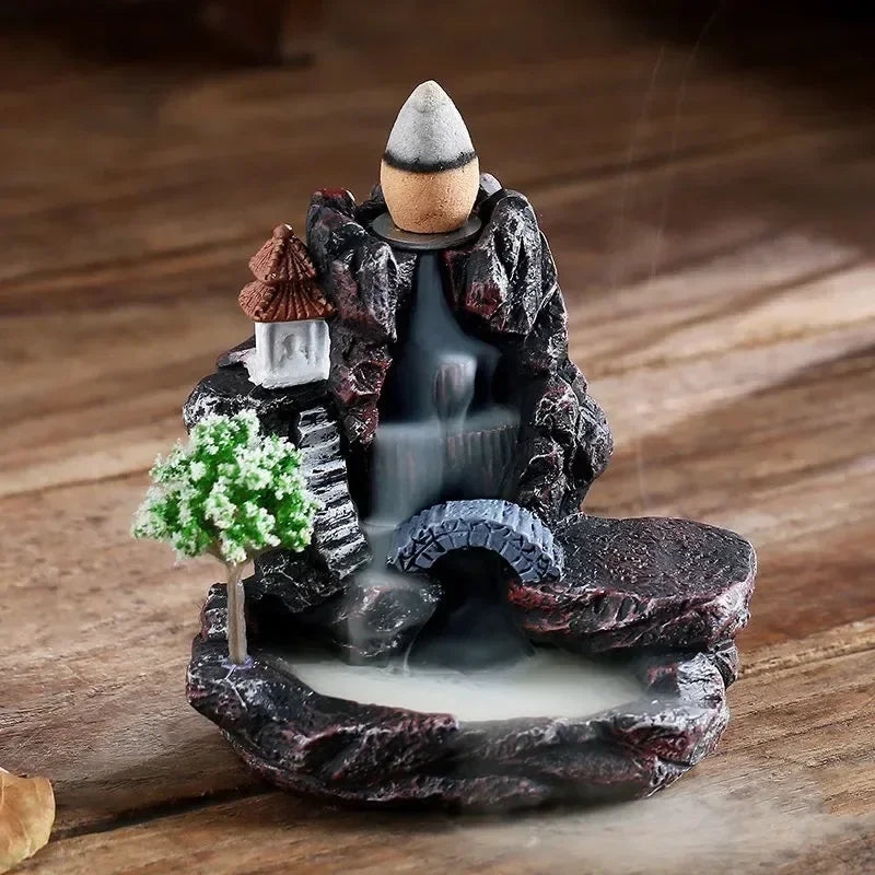 (2) Incense Burner Mountains River Waterfall Fragrance Fireplace Backflow Aroma Smoke Zen Censer Holder Decoration for Home (Copy) (Copy) (Copy)