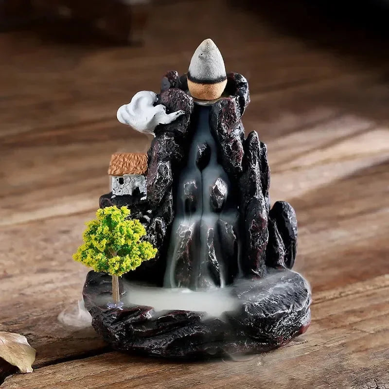 (2) Incense Burner Mountains River Waterfall Fragrance Fireplace Backflow Aroma Smoke Zen Censer Holder Decoration for Home (Copy) (Copy) (Copy)