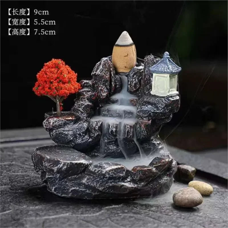 (2) Incense Burner Mountains River Waterfall Fragrance Fireplace Backflow Aroma Smoke Zen Censer Holder Decoration for Home (Copy) (Copy) (Copy)