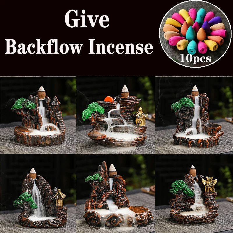 (1) 2025 Mountains River Waterfall Reflux Incense Burner Fountain Backflow Aroma Smoke Censer Holder Home Crafts +60 Incense Cones (Copy) (Copy) (Copy) (Copy)