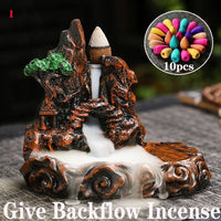 (8) 2025 Mountains River Waterfall Reflux Incense Burner Fountain Backflow Aroma Smoke Censer Holder Home Crafts +60 Incense Cones (Copy)
