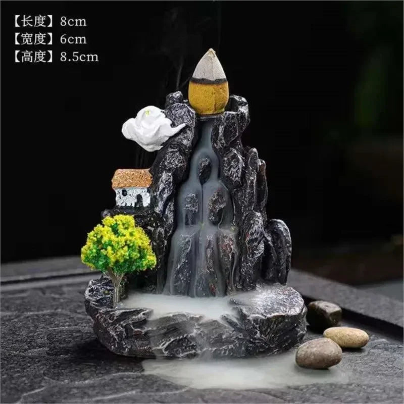 (2) Incense Burner Mountains River Waterfall Fragrance Fireplace Backflow Aroma Smoke Zen Censer Holder Decoration for Home (Copy) (Copy) (Copy)