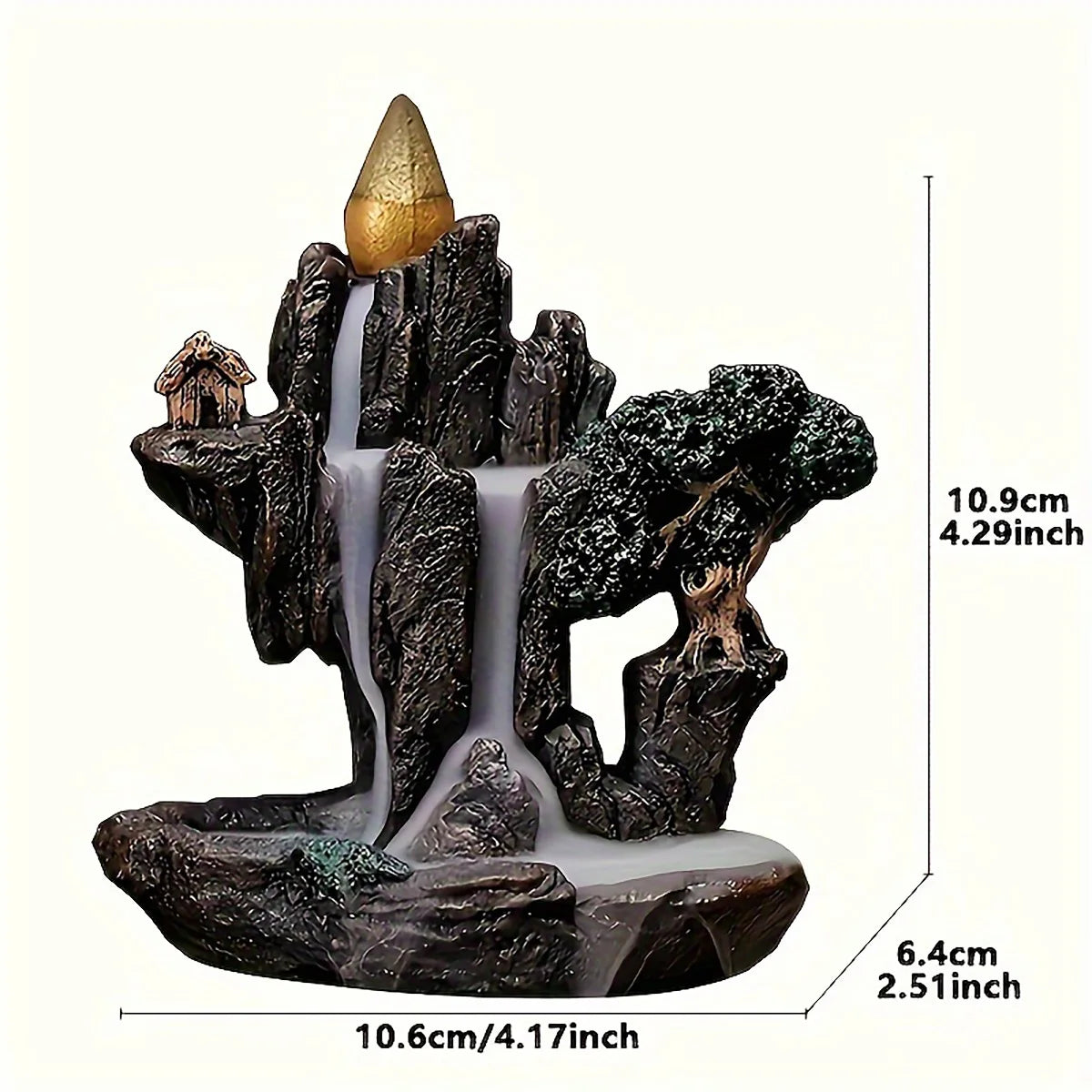 (2) 1pc Mountains River Waterfall Reflux Incense Burner Fountain Backflow Aroma Smoke Censer Holder Home Crafts +60 Incense Cones