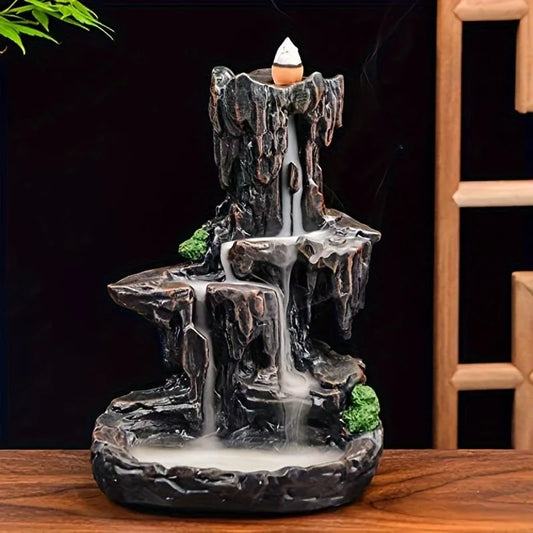 (2) 1pc, mountain design reflux incense stand, waterfall incense burner, spa, yoga, meditation, gift decorations for home decoration