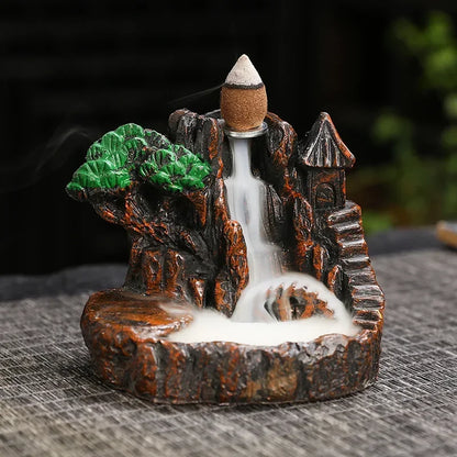 (1) 2025 Mountains River Waterfall Reflux Incense Burner Fountain Backflow Aroma Smoke Censer Holder Home Crafts +60 Incense Cones (Copy) (Copy) (Copy) (Copy)