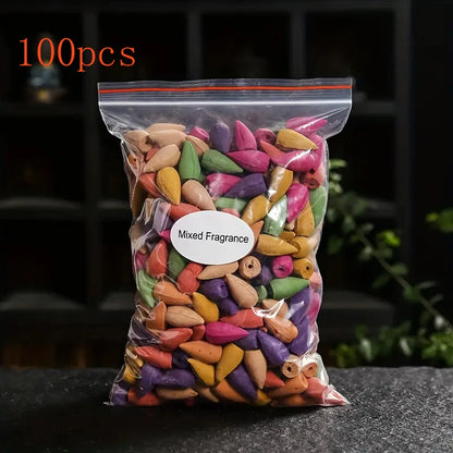 Mixed Waterfall Smoke Backflow Natural Incense Cone Incense Sandal Lavender Multi-scented Suitable for Places Tea Room Yoga Room