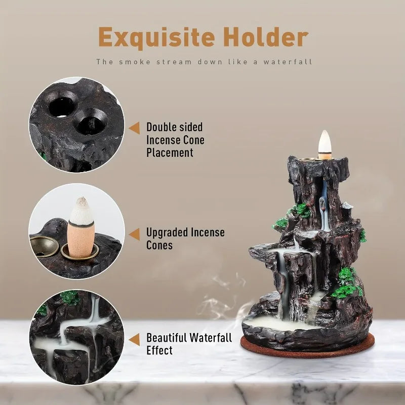 (1) 1pc, mountain design reflux incense stand, waterfall incense burner, spa, yoga, meditation, gift decorations for home decoration (Copy)