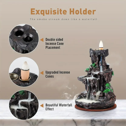 (1) 1pc, mountain design reflux incense stand, waterfall incense burner, spa, yoga, meditation, gift decorations for home decoration (Copy)