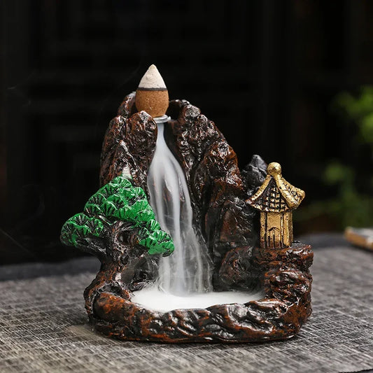 (2) 2025 Mountains River Waterfall Reflux Incense Burner Fountain Backflow Aroma Smoke Censer Holder Home Crafts +60 Incense Cones (Copy) (Copy) (Copy) (Copy)