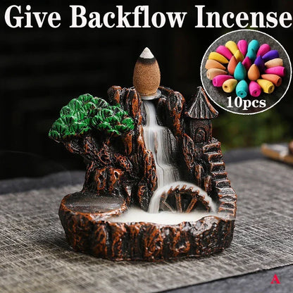 (1) 2025 Mountains River Waterfall Reflux Incense Burner Fountain Backflow Aroma Smoke Censer Holder Home Crafts +60 Incense Cones (Copy) (Copy) (Copy) (Copy)