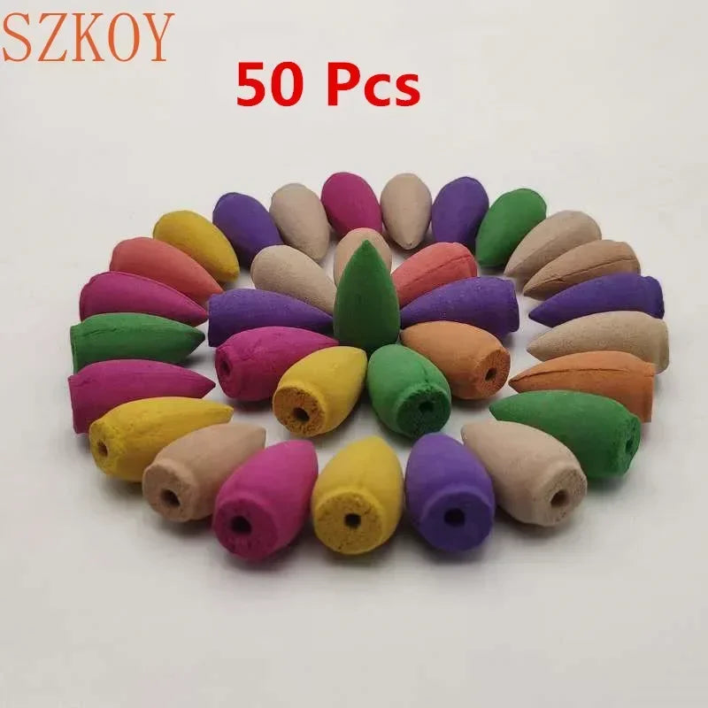 10pc/bag Natural Waterfall Incense Cones Reflux Tower Incense for Burner Smoke Backflow Cone Fragrance Lavender Aromatherapy