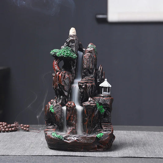 (2) Mountains River Waterfall Incense Burner Fountain Backflow Aroma Smoke Censer Holder Office Home Unique Crafts+100 Incense Cones (Copy) (Copy) (Copy) (Copy)