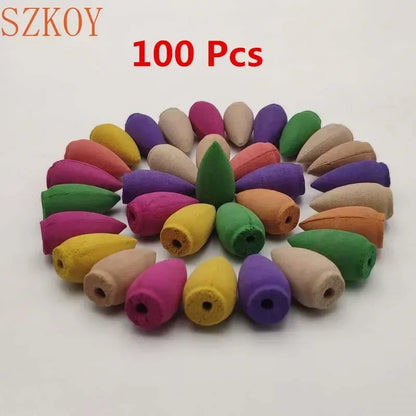 10pc/bag Natural Waterfall Incense Cones Reflux Tower Incense for Burner Smoke Backflow Cone Fragrance Lavender Aromatherapy