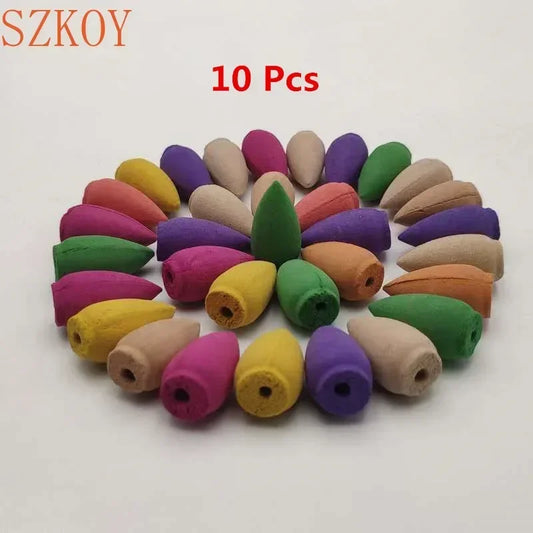 10pc/bag Natural Waterfall Incense Cones Reflux Tower Incense for Burner Smoke Backflow Cone Fragrance Lavender Aromatherapy